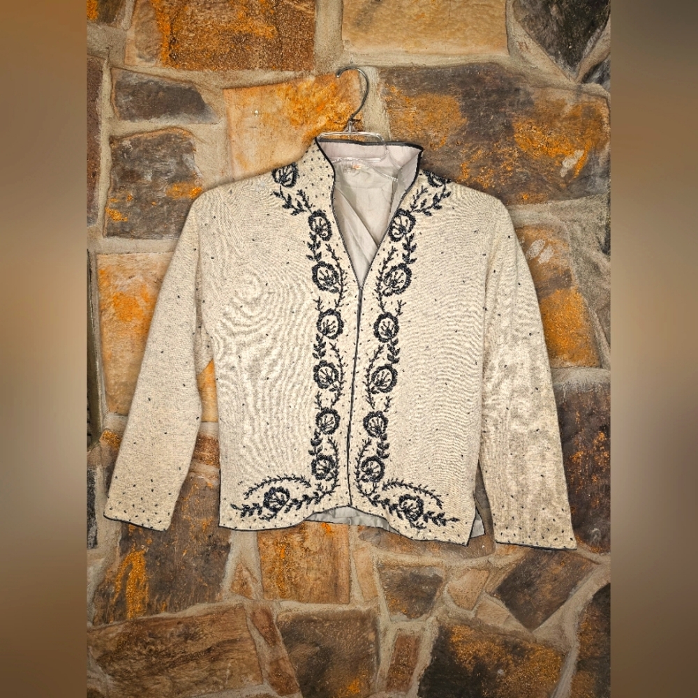 1950's Heavily beaded wool lined sweater